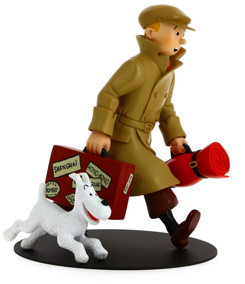 Fusée Tintin avec objet de collection miniature singe (13 x 15 x 9 cm)