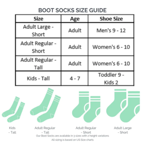 Boot Socks Size Chart