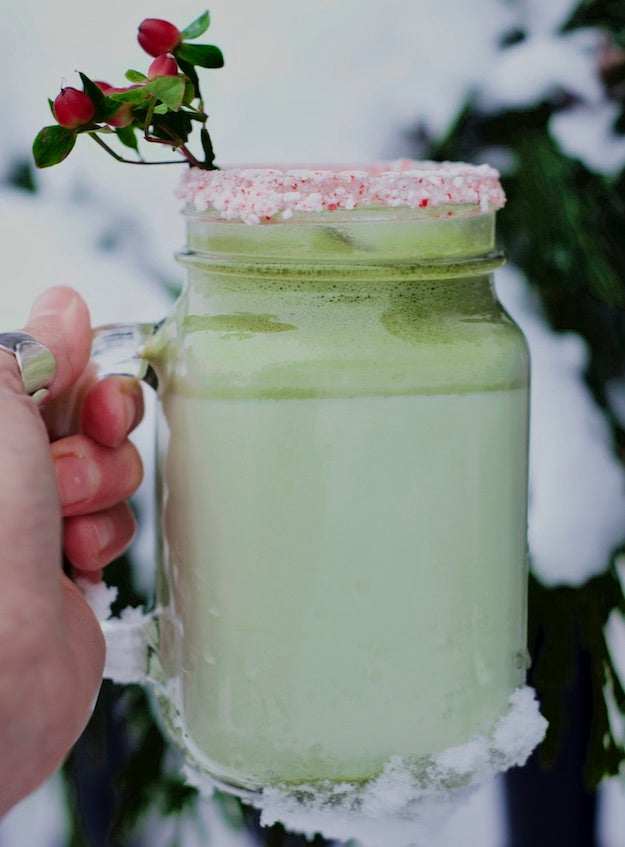 The Grinch white chocolate peppermint latte from Keweenaw Coffee Works