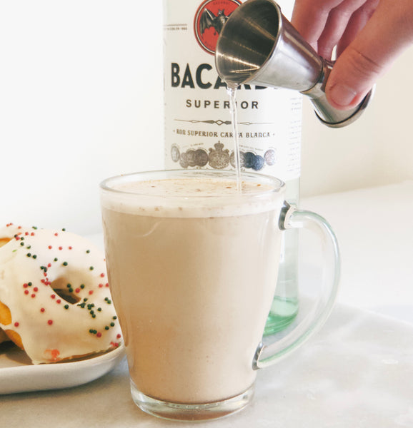 A delicious chai eggnog latte spiked with rum
