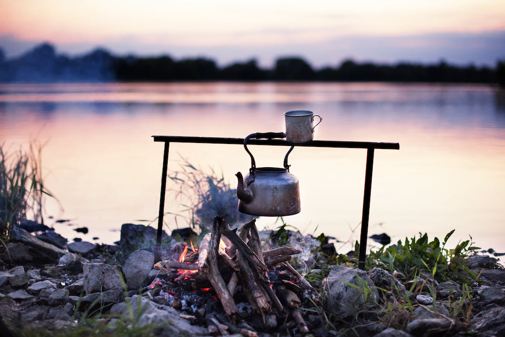 Camping and making coffee in the Keweenaw peninsula