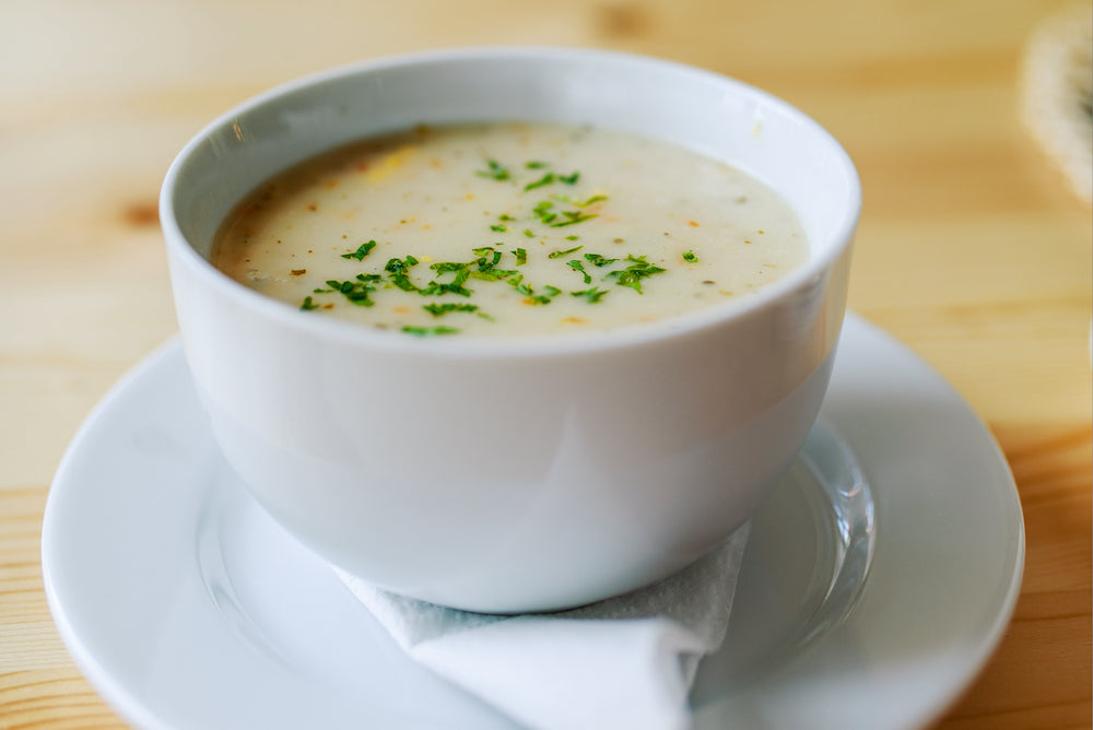 Chef Nate's roasted potato leek soup from Keweenaw Coffee Works