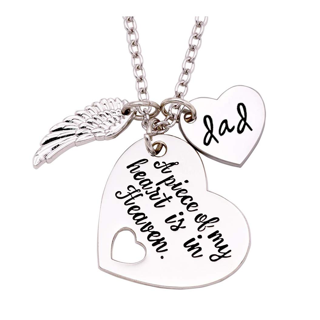 Dad Memorial Necklace A Piece of My Heart Is in Heaven Loss of Father ...