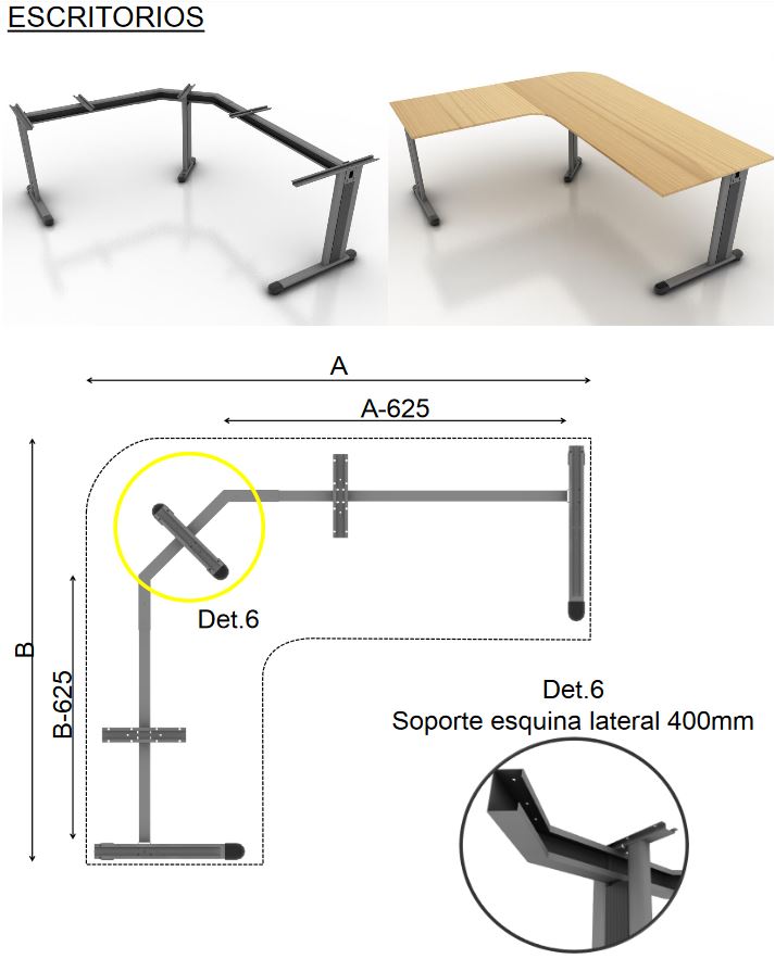 Configuración en esquina para estructura mesa modular FSI Freestanding de Mikra