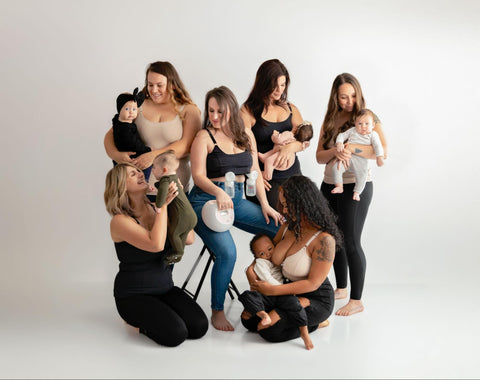 group of women modeling Davin & Adley maternity and nursing clothing