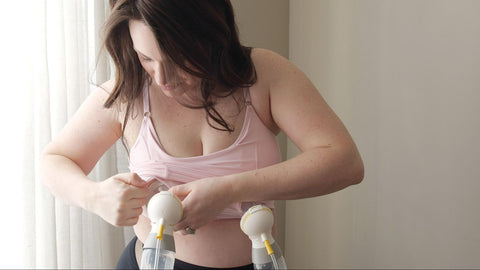 Woman using breast pumps