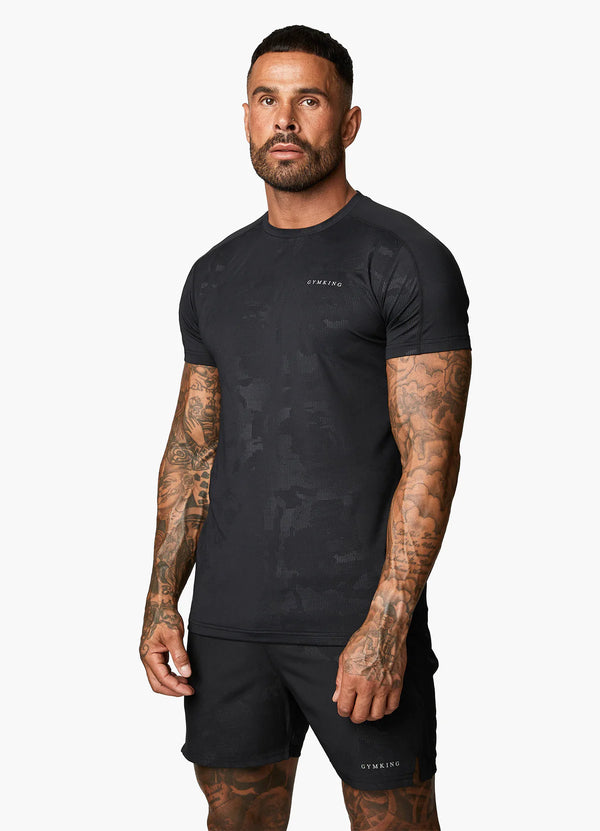 Gym King Debossed Camo 1 4 Zip Funnel Moonlight Blue