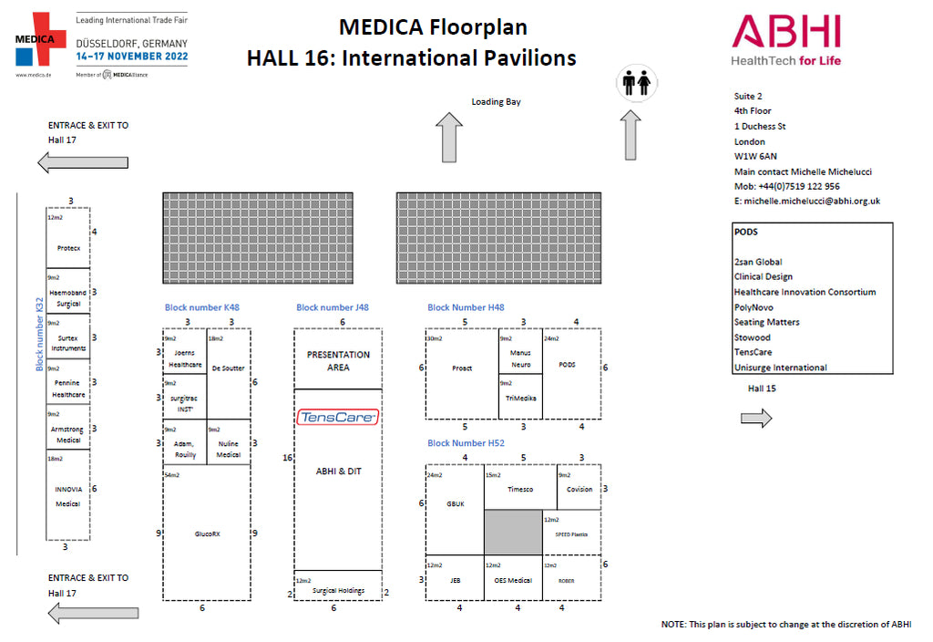 Medica 2022 Karte - TensCare LTD Experten für Elektrotherapiegeräte