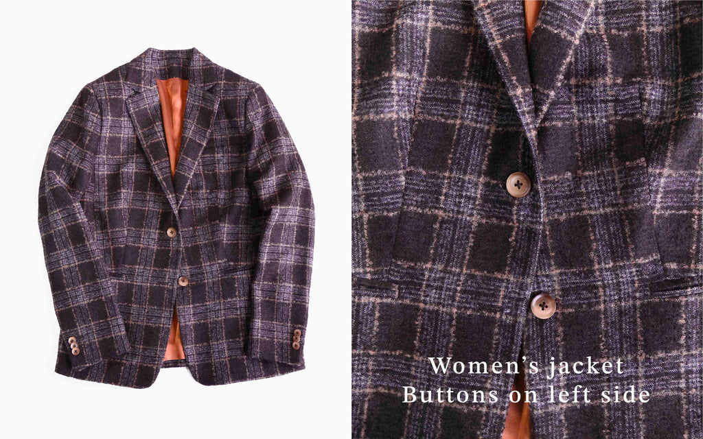women's blazer buttons on left side