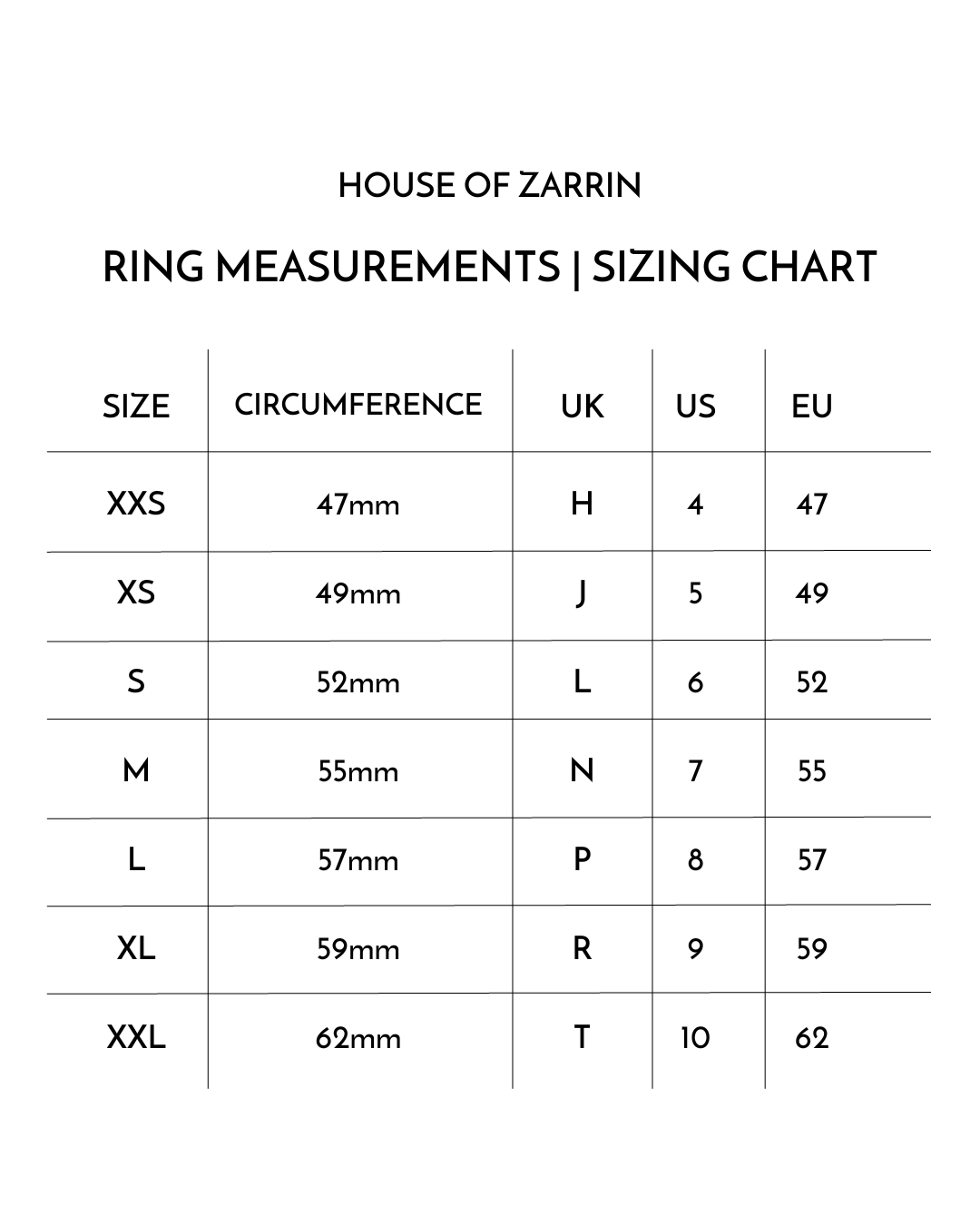 Ring sizing guide