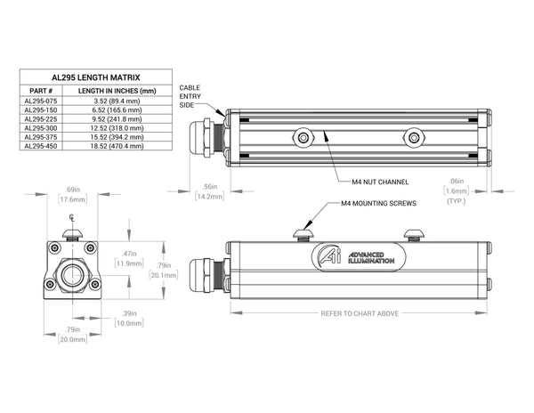 AL295 MicroBrite Bar Lights Mechanical Specs | Advanced Illumination