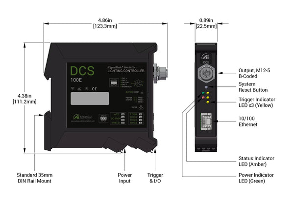 DCS-100E Single Output Controller Mechanical Specs | Advanced Illumination