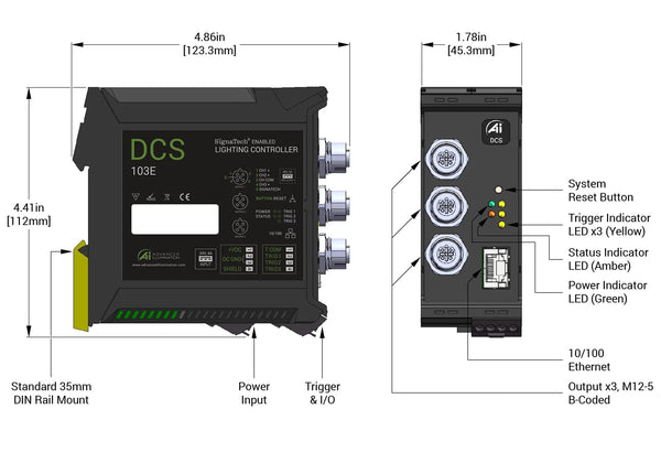 DCS-103E Triple Output Controller Mechanical Specs | Advanced Illumination