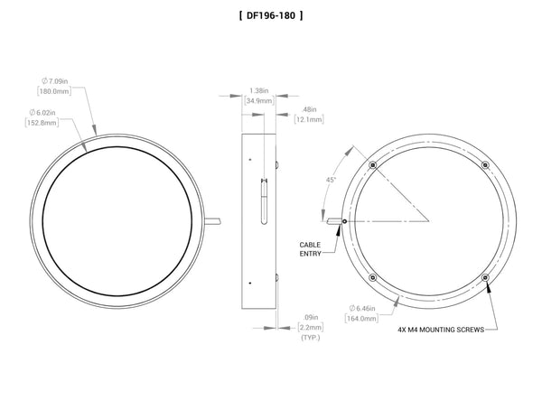 DF196 MicroBrite Direct Dark Field Light Mechanical Specs | Advanced Illumination