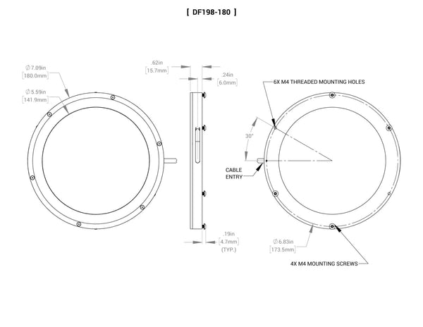 DF198 MicroBrite Diffuse Ring Lights Mechanical Specs | Advanced Illumination