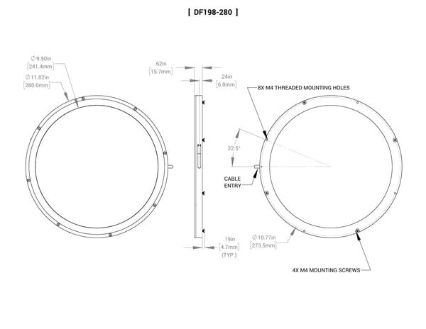 DF198 MicroBrite Diffuse Ring Lights Mechanical Specs | Advanced Illumination