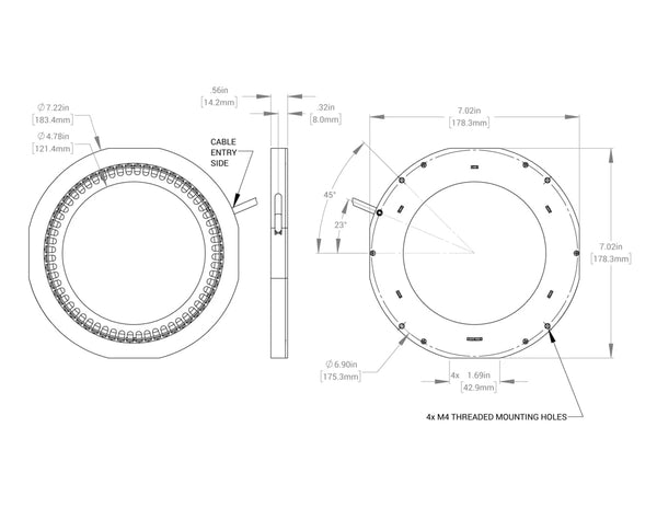 DF242 Large Low Angle Dark Field Light Mechanical Specs | Advanced Illumination