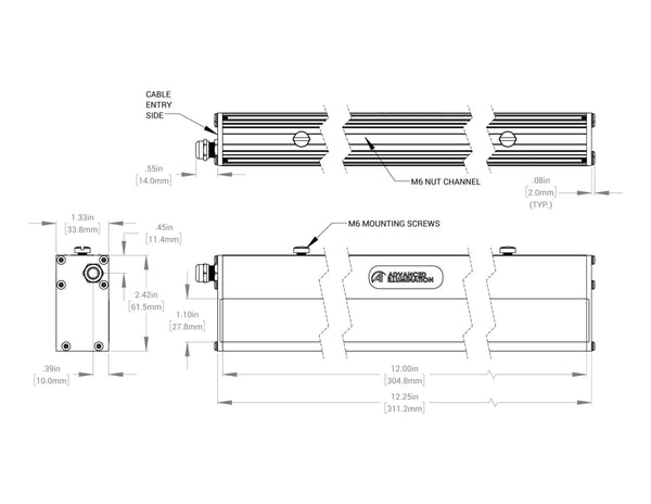 DL110 Linear Coaxial Lights Mechanical Specs | Advanced Illumination