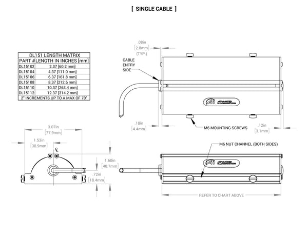 DL151 Narrow Linear Diffuse Lights Mechanical Specs | Advanced Illumination