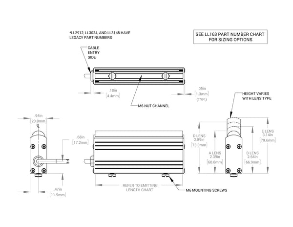 LL163 Classic Line Lights Mechanical Specs | Advanced Illumination