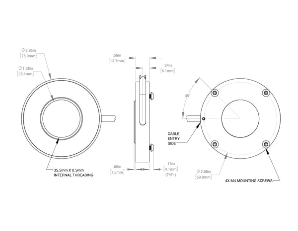 RL121 Small High Dispersion Bright Field Ring Lights Mechanical Specs | Advanced Illumination