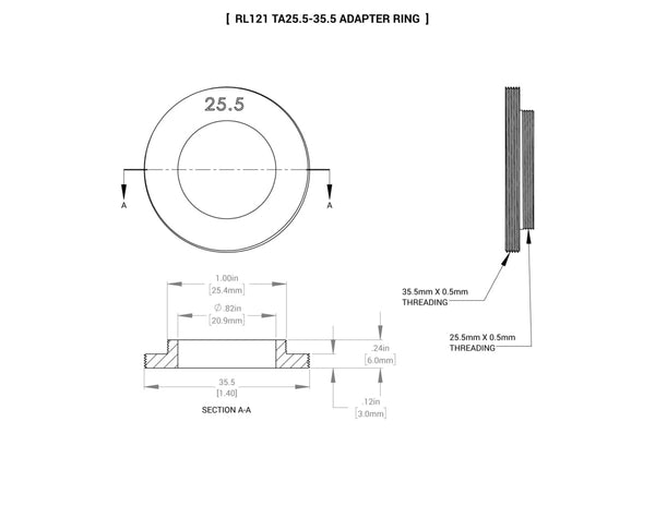 RL121 Small High Dispersion Bright Field Ring Lights Mechanical Specs | Advanced Illumination