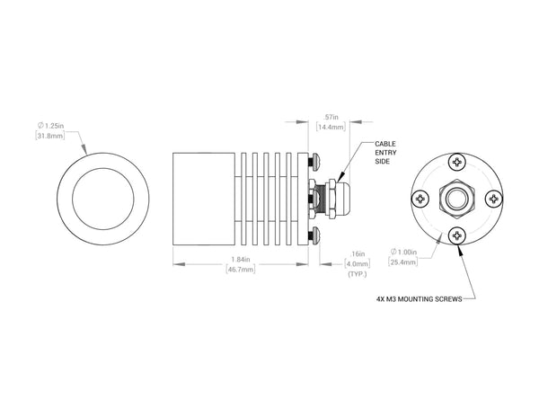 SL164 Compact High Intensity Spot Light Mechanical Specs | Advanced Illumination
