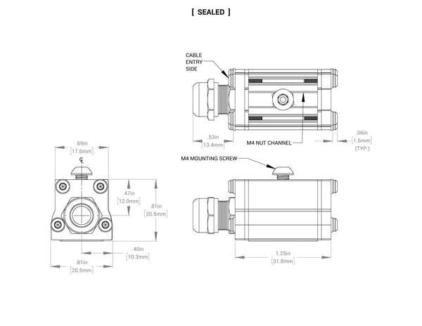 SL243 MicroBrite Small Spot Light Mechanical Specs | Advanced Illumination