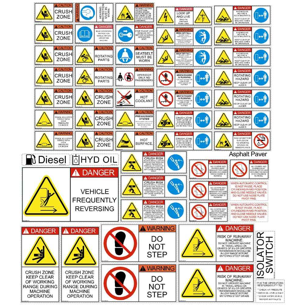 Asphalt Paver Safety Decal Kit – AceDecals