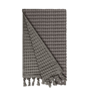 Gilden Tree | Waffle Towels | Faded Black Tassel Hand Towel