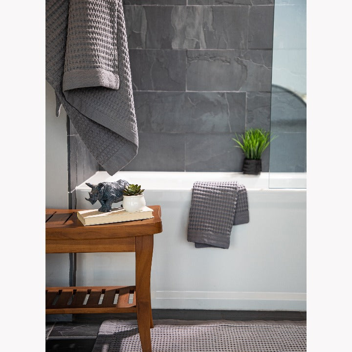 Modern Design Waffle Weave Bath Sheet - Slate