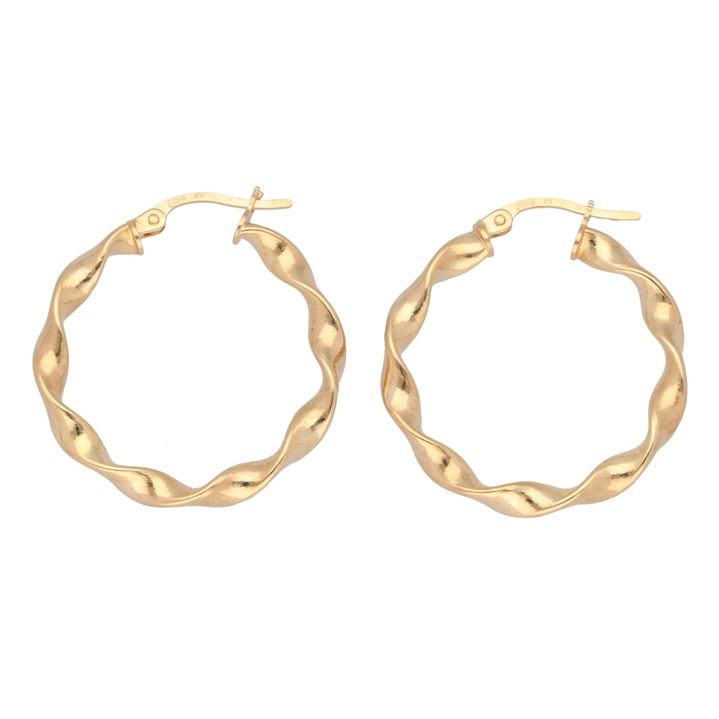 9ct Gold 20mm Candy Twist Hoop Earrings – H&T Jewellery Store