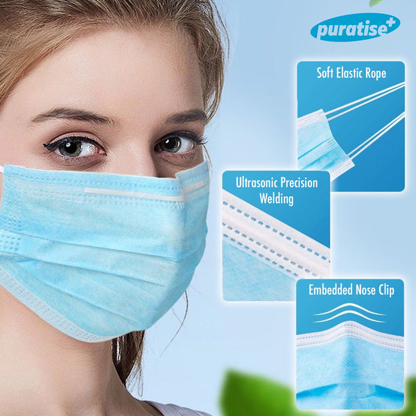 Puratise Disposable 3 Ply Face Masks- 50 Per Box- Made in the UK 4