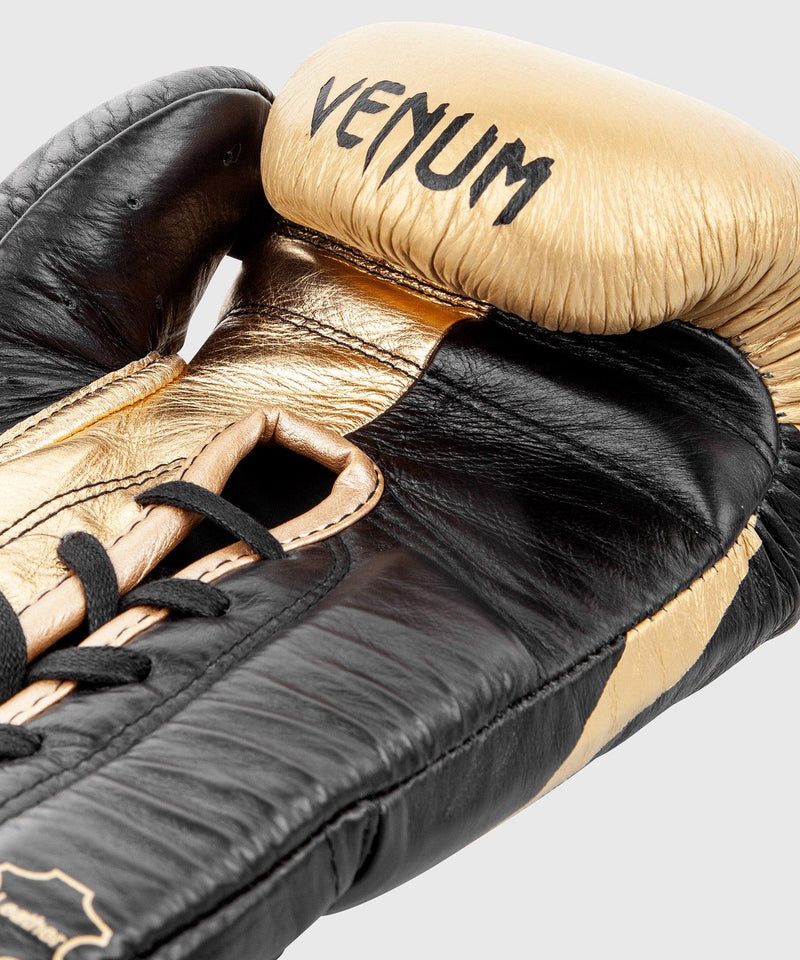 Venum Hammer Pro Boxing Gloves - With Laces - Black/Gold Picture 4