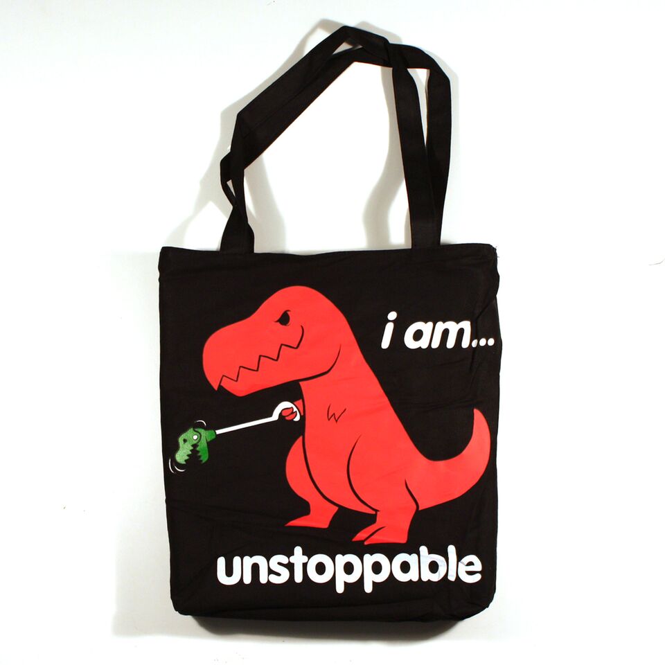Sad T-Rex Dino/Unstoppable Dino Reversible Tote Bag