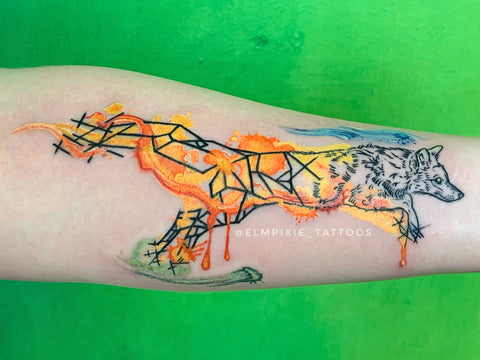 Ink Defense Proteam artist Em Whiteseth Alpha Lupi Lupus constellation wolf original tattoo art