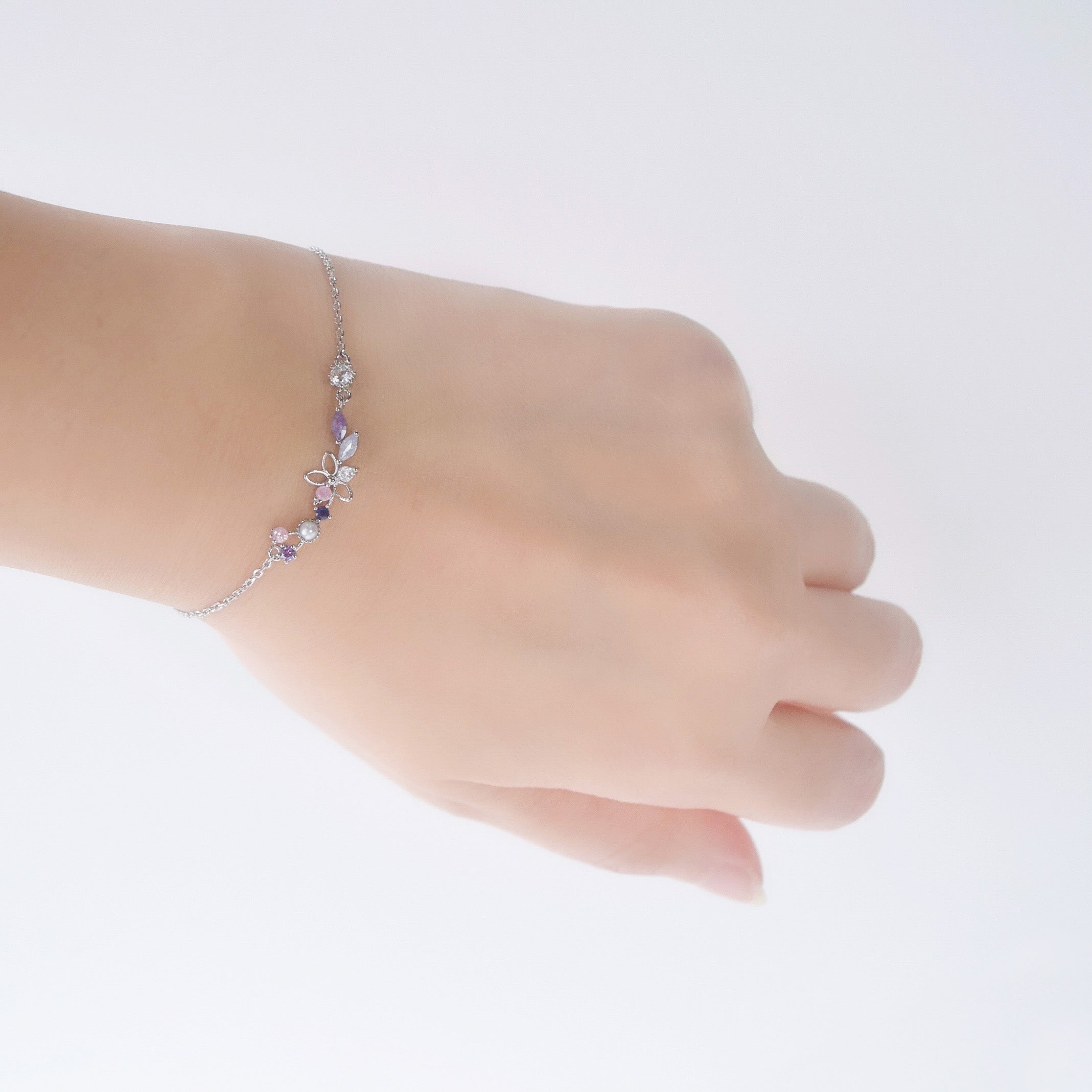 Pure Butterfly Flower Wristband Bangle Jewelry Gifts For Teen Cuff Sterling Silver  Women's Bracelet, Fashion Bracelets