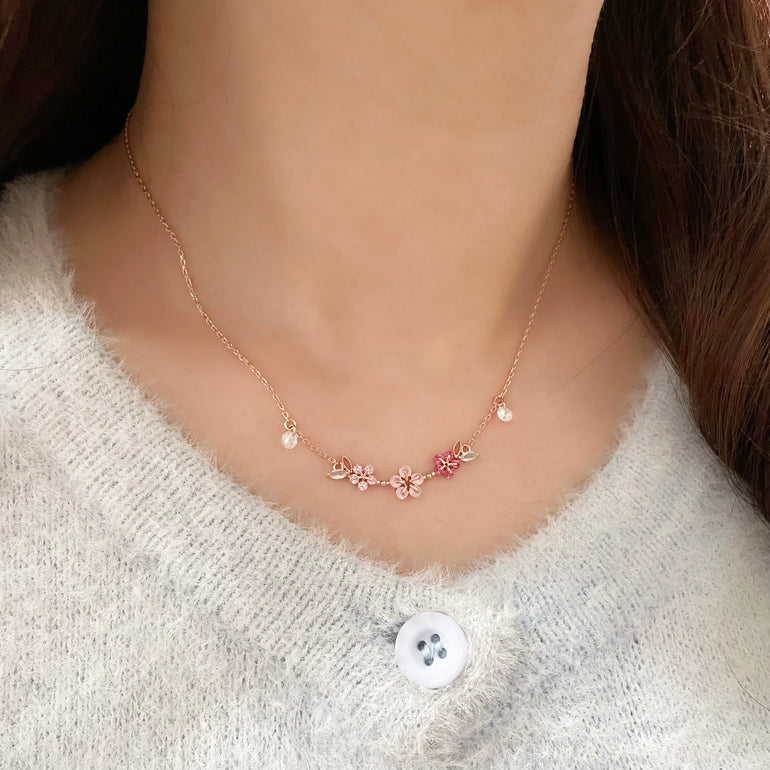 Rose Gold Plum Blossom Necklace | Made in Korea | Dainty Jewellery ...