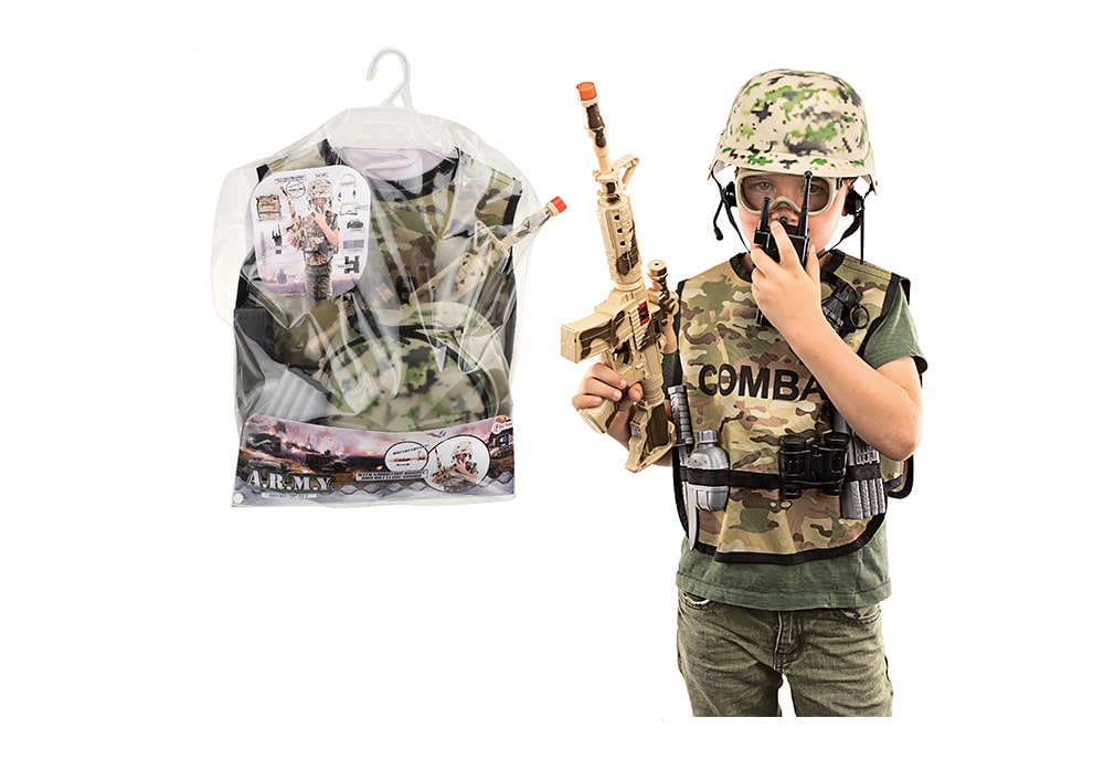 Toi-Toys ARMY: Militaire verkleedset (11-delig, maat 122/128) met gewe –
