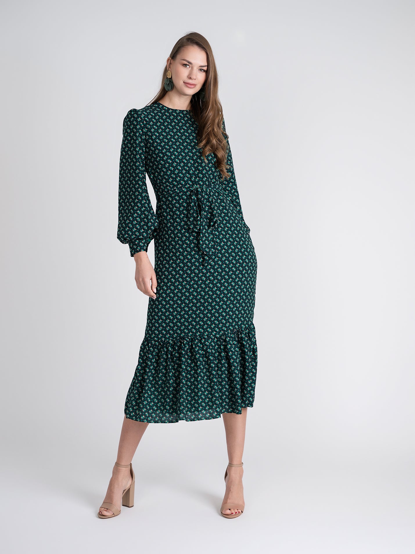 Bliss Tie Dress Aztec Green – Sheek