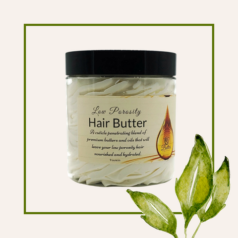Jar of low porosity hair butter