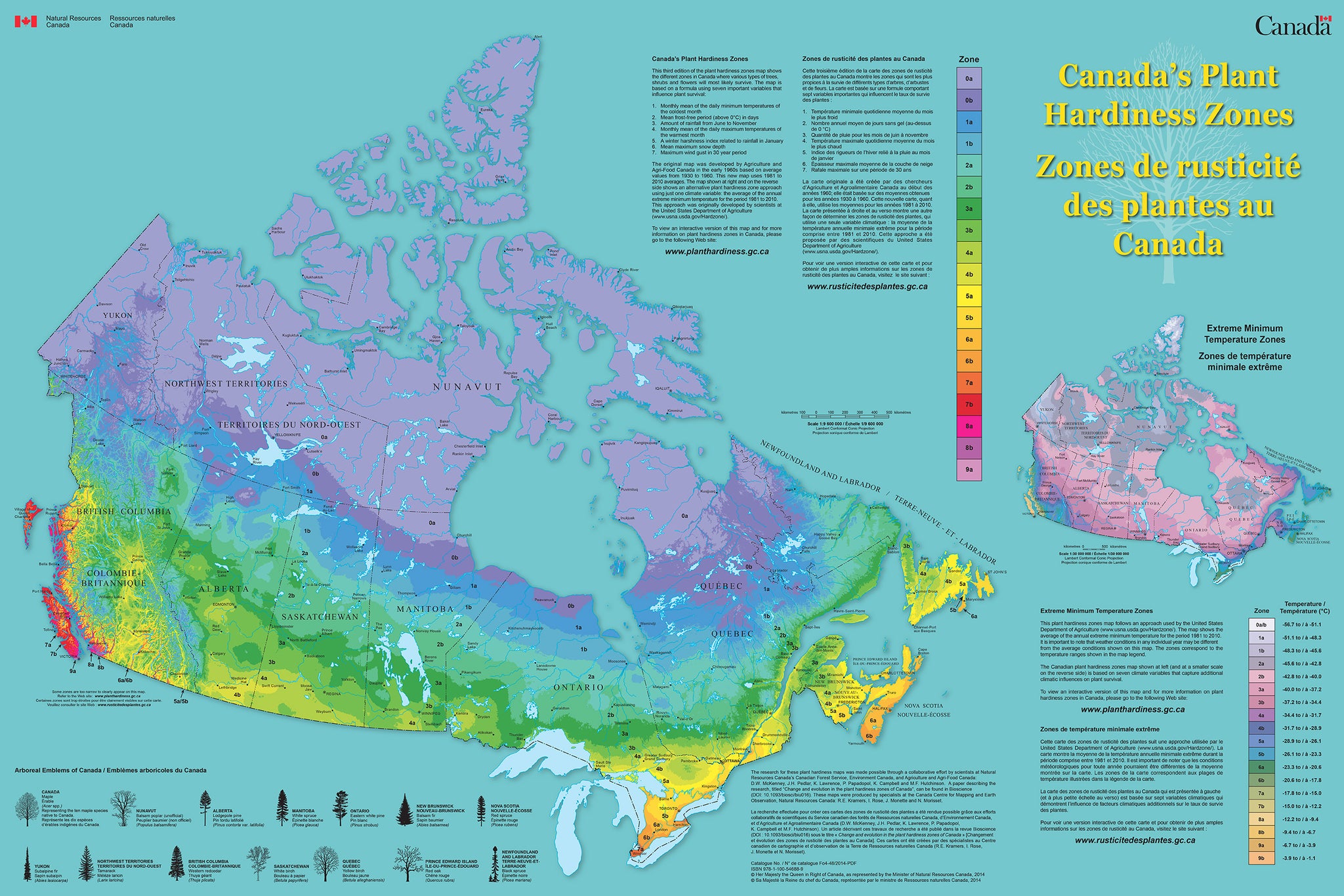 Canada plant hardiness zone map