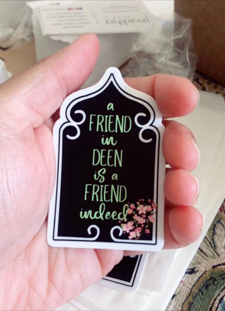 A friend in deen is a friend indeed waterproof sticker, Islamic friend gift, Muslim friends, Islamic gifts