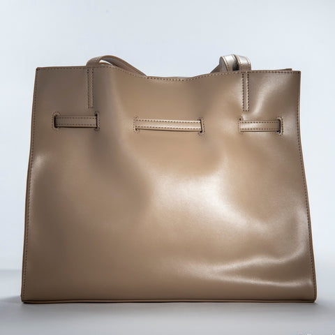 O-Free Genuine Leather Fashion Handbag, Beige