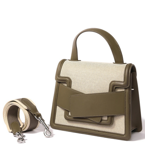 Evelyn Bag in Canvas and Genuine Leather, Gray