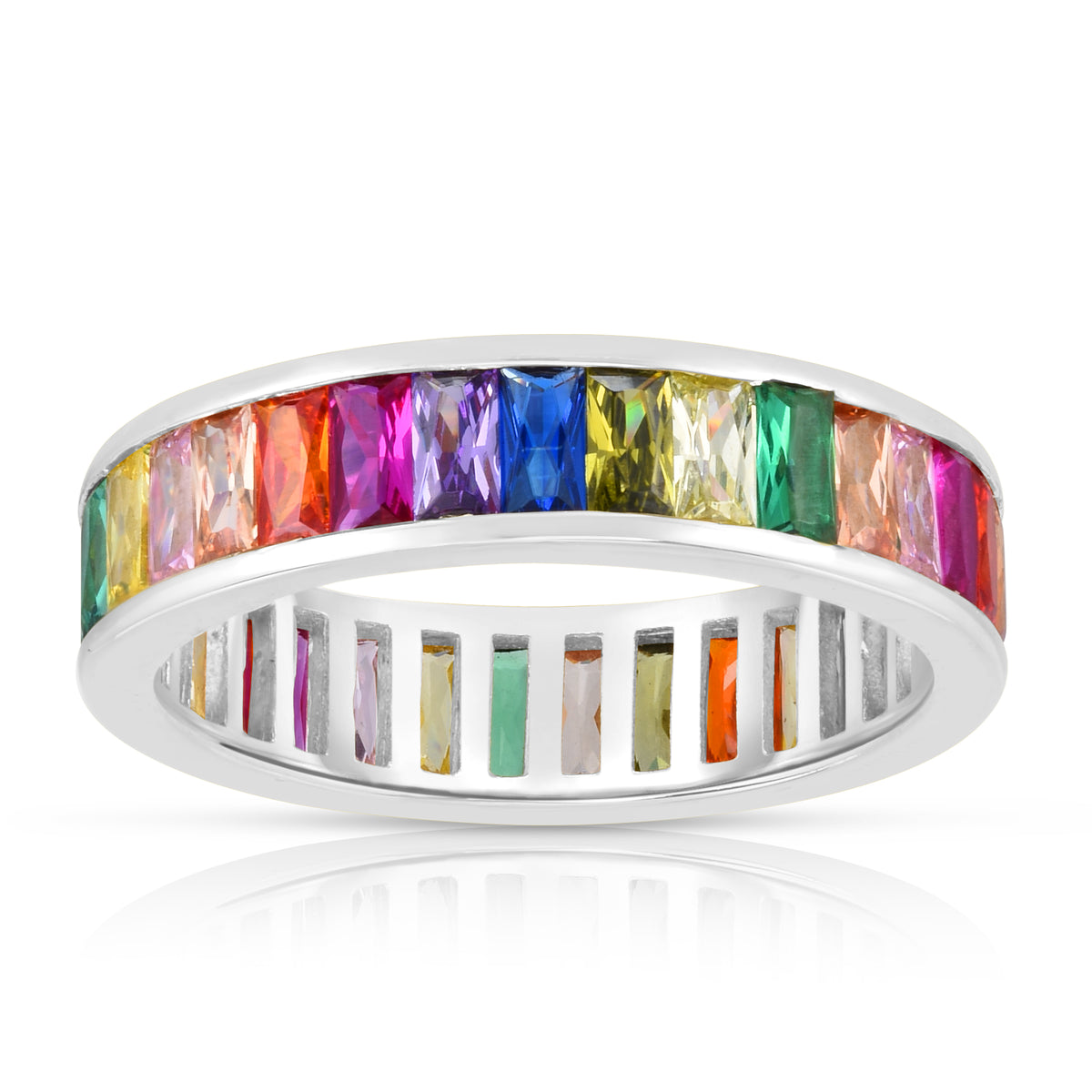 Rainbow Stone Set Sterling Silver Ring – bijoux18