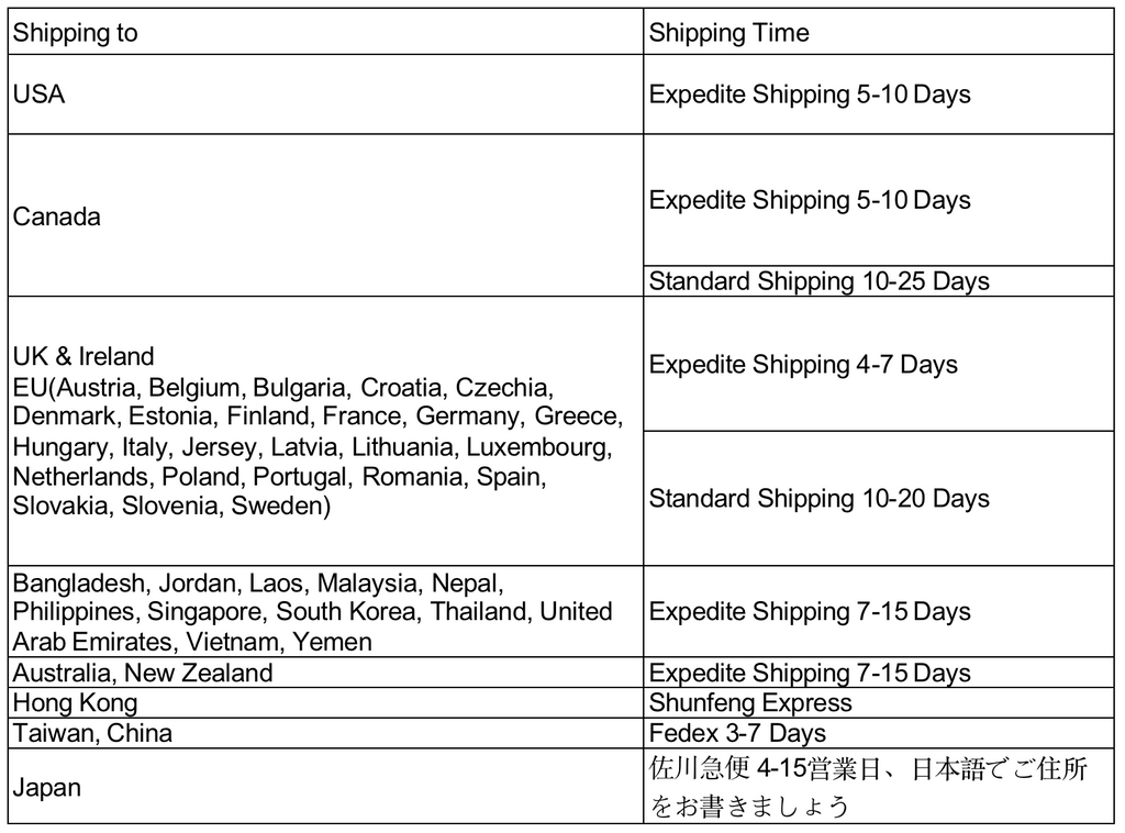 aulumu shipping info, all orders free shipping