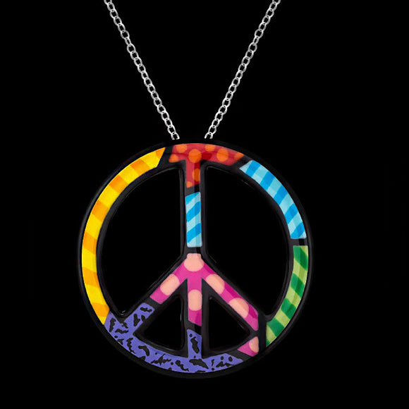 Romero Collaboration Peace Pin Pendant in 18K White Gold with – OC Jewelry USA