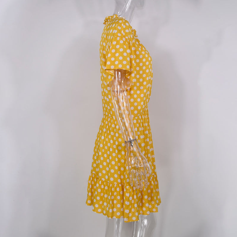 Black Dress Polka-dot Women Summer Sundresses Casual White Loose Fit Clothes Free People 2020 Yellow Womens Clothing Everyday
