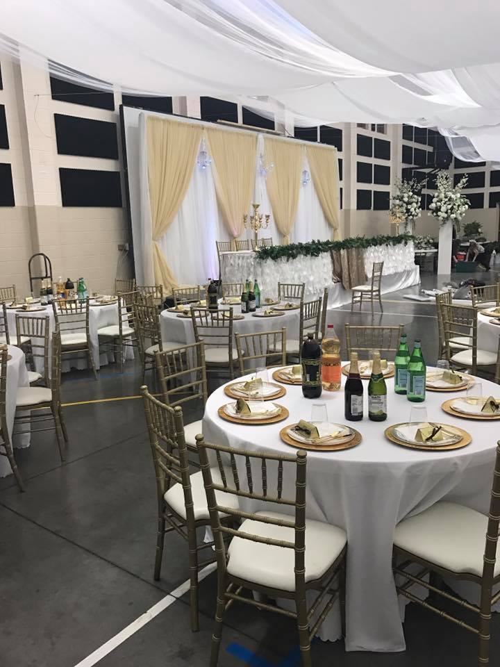 White Champagne Wedding Event Backdrop Rental Maryland